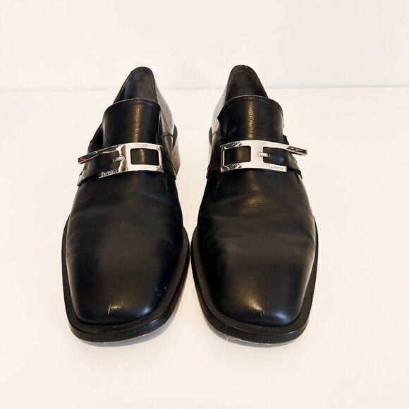 Cesare Paciotti Black Leather Square Toe Slip On Loafer - Picture 2 of 7